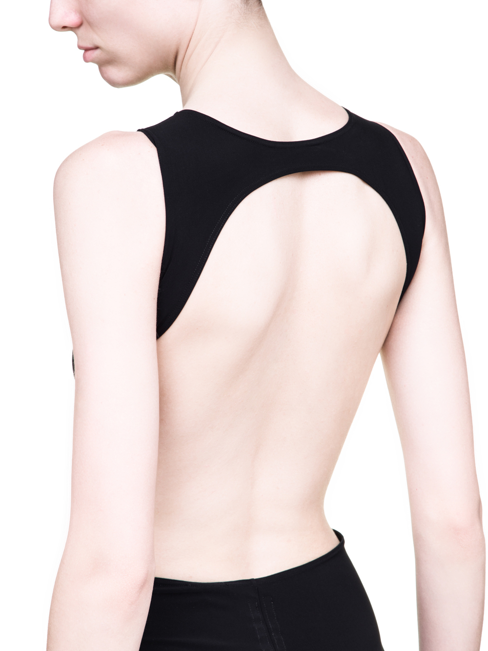 RICK OWENS SS19 BABEL NOTCHED ONE PIECE SWIMSUIT IN BLACK