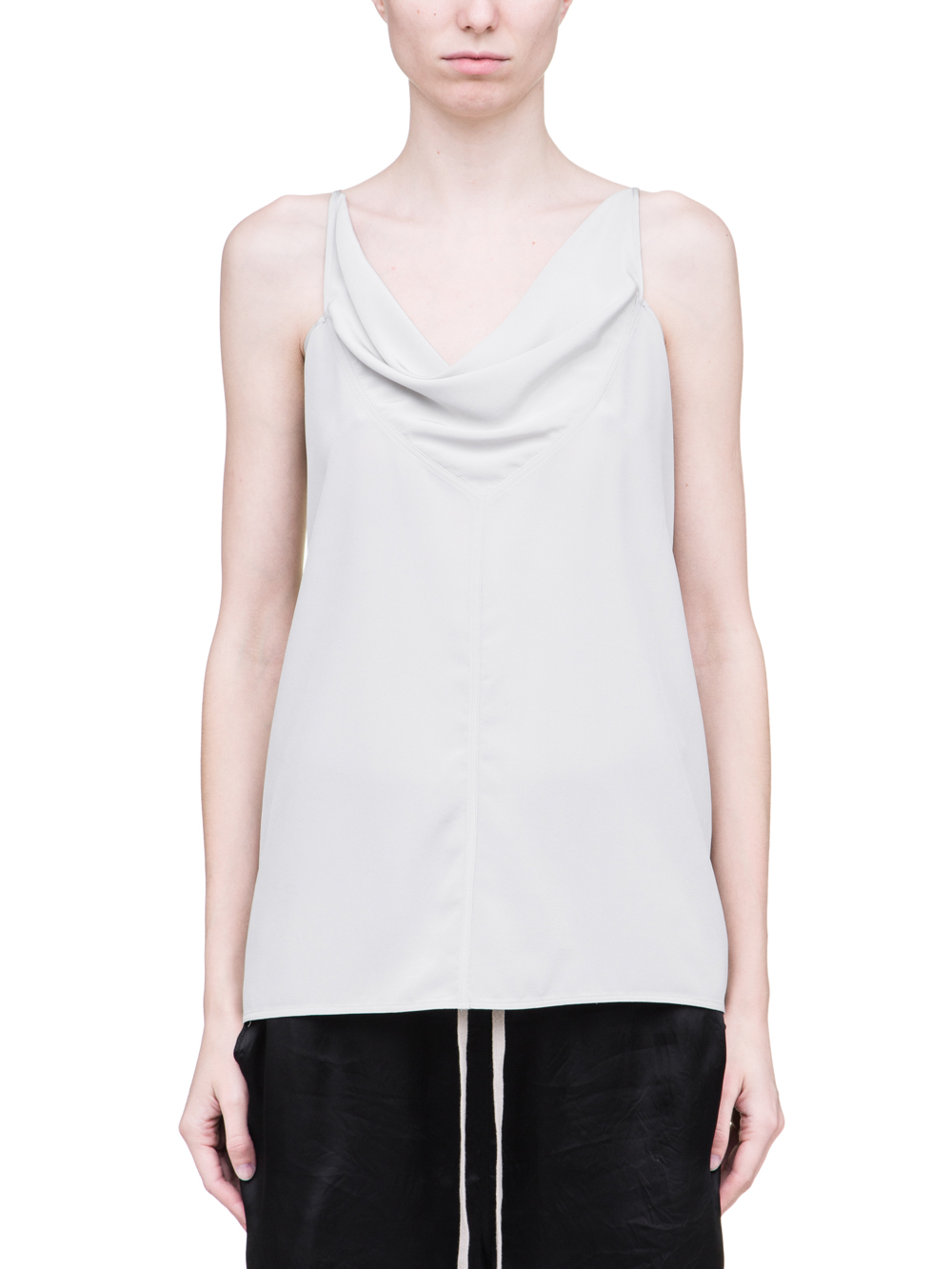 RICK OWENS SS19 BABEL NASKA TOP IN OYSTER LIGHT GREY SILK