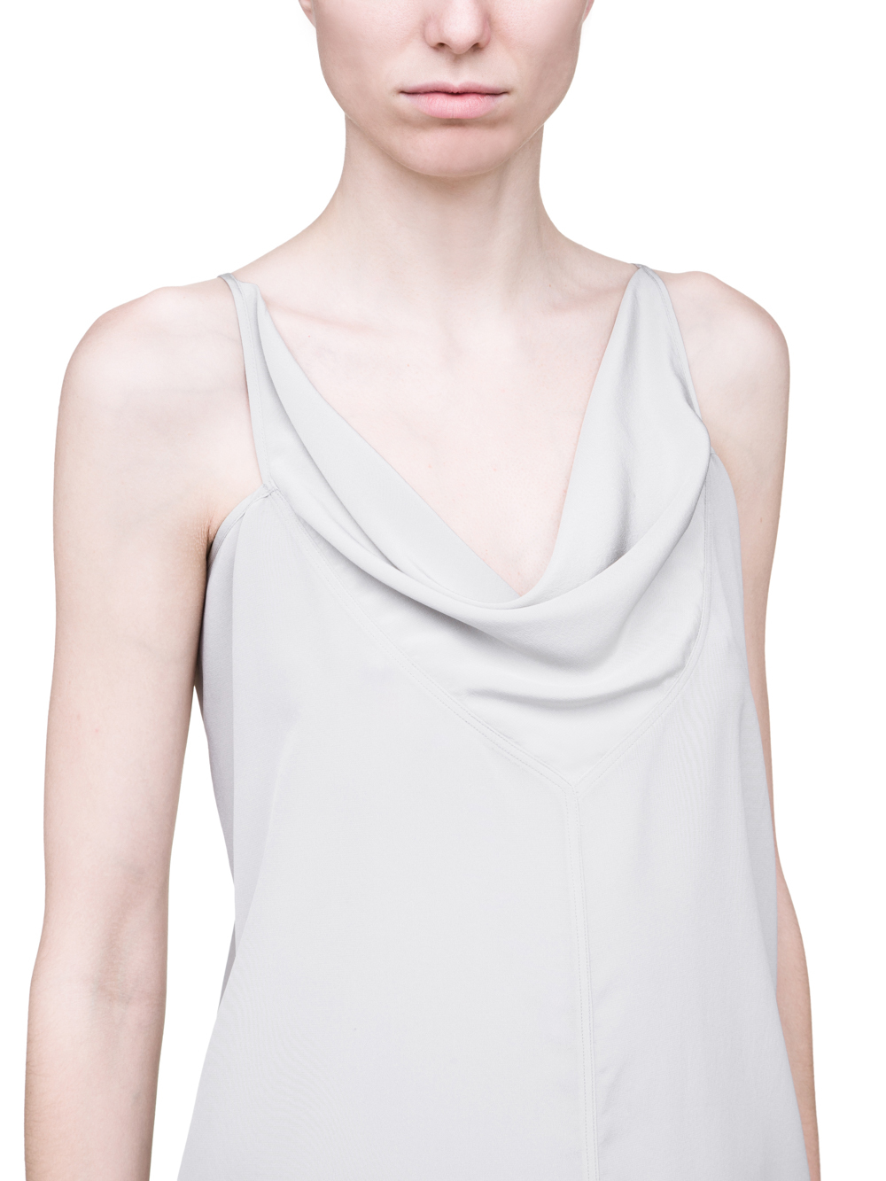 RICK OWENS SS19 BABEL NASKA TOP IN OYSTER LIGHT GREY SILK