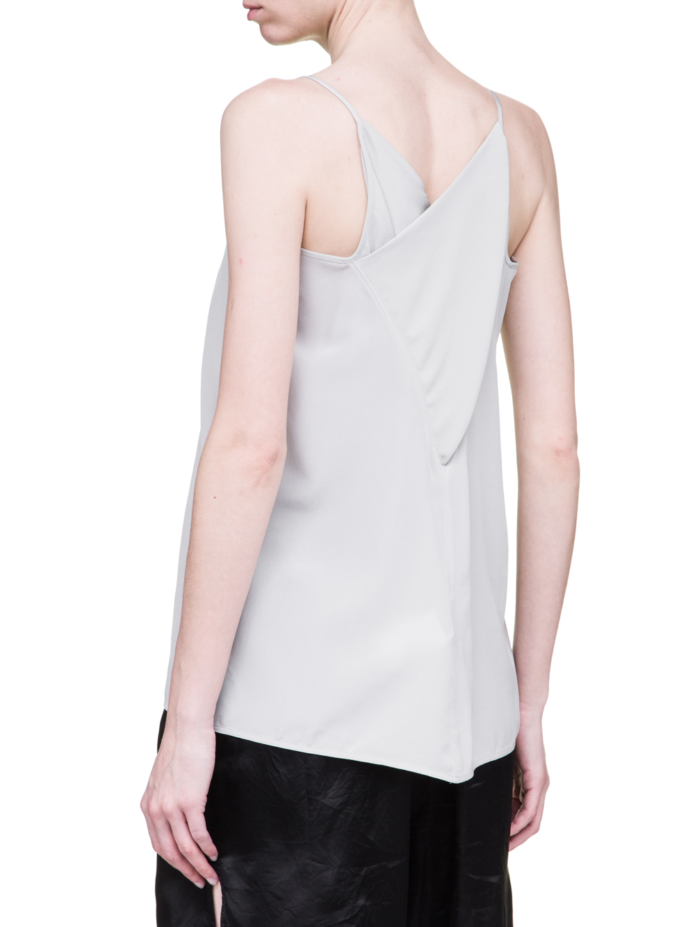 RICK OWENS SS19 BABEL NASKA TOP IN OYSTER LIGHT GREY SILK