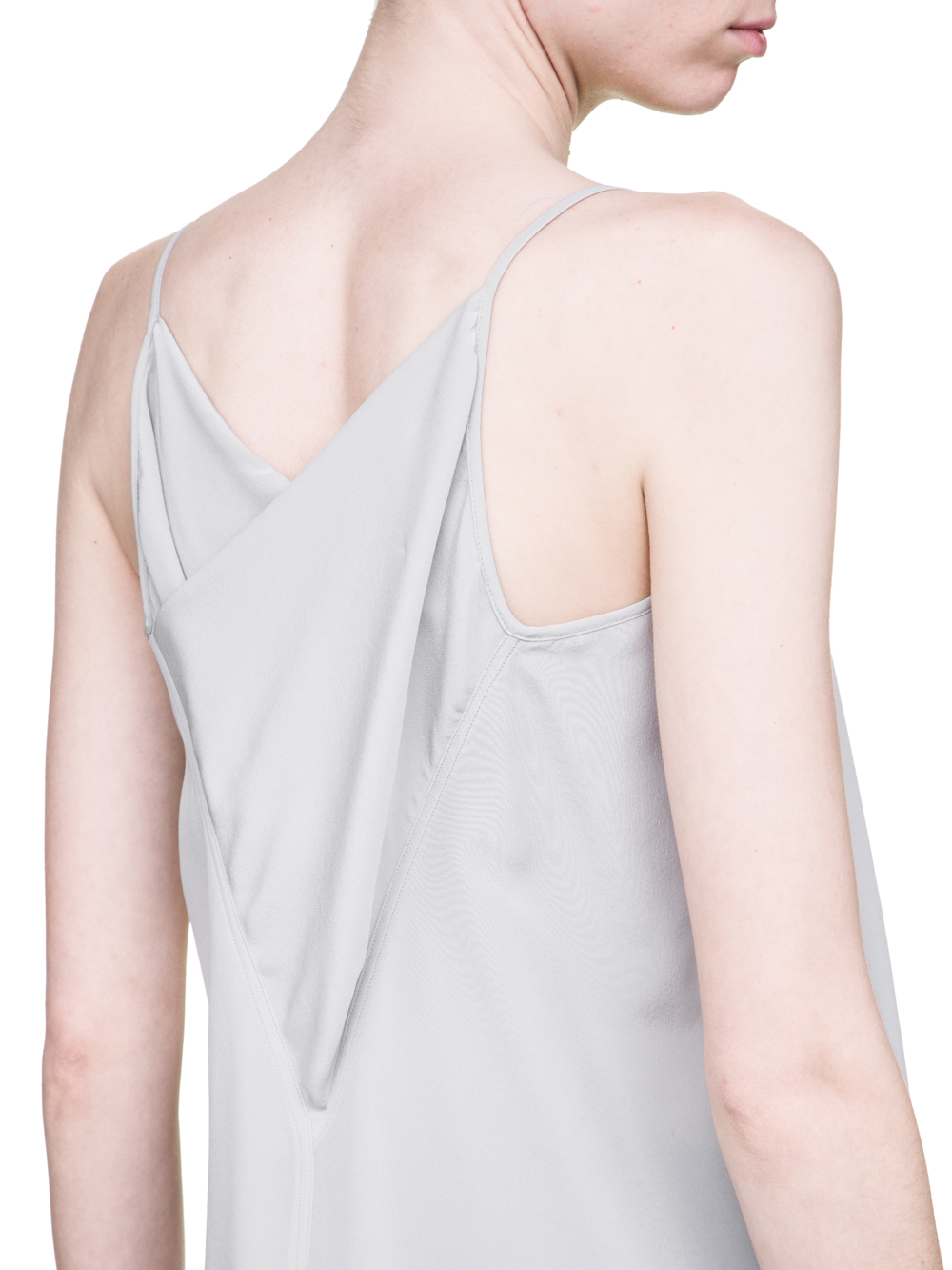 RICK OWENS SS19 BABEL NASKA TOP IN OYSTER LIGHT GREY SILK