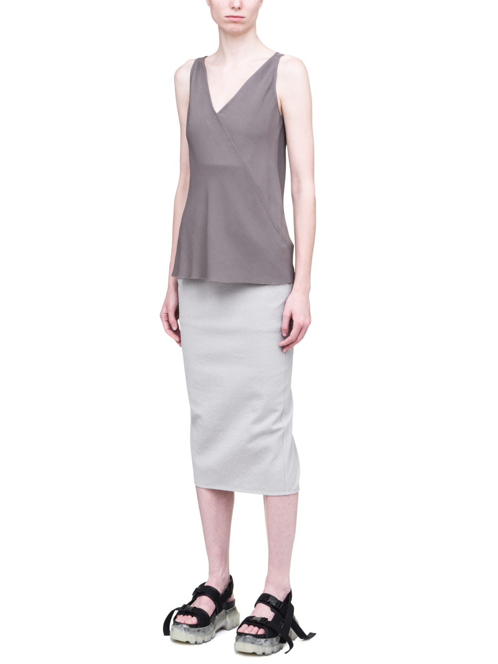 RICK OWENS SS19 BABEL KINGA TOP IN DUST GREY CADY