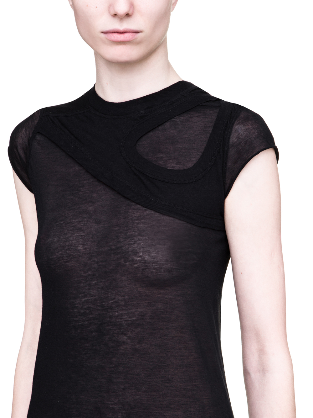 RICK OWENS SS19 BABEL ONE AND ONE QUARTER TEE IN BLACK LIGHT COTTON
