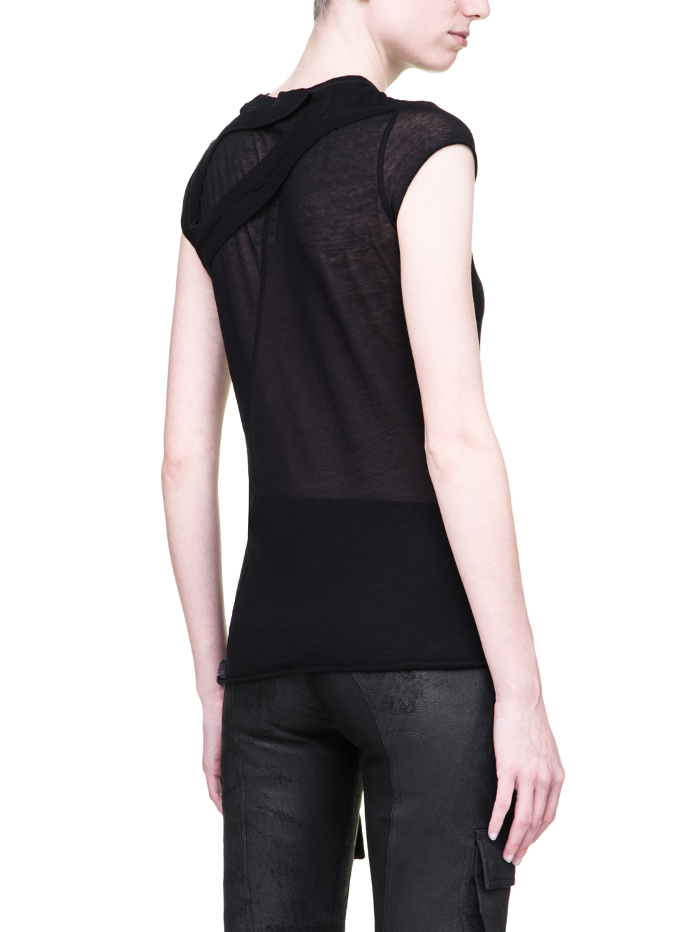 RICK OWENS SS19 BABEL ONE AND ONE QUARTER TEE IN BLACK LIGHT COTTON