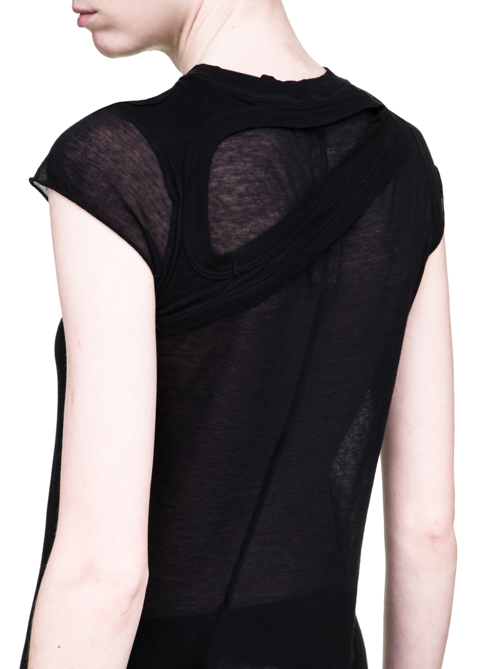 RICK OWENS SS19 BABEL ONE AND ONE QUARTER TEE IN BLACK LIGHT COTTON