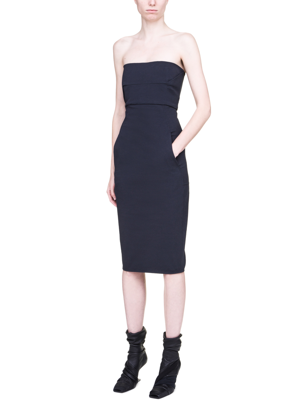 RICK OWENS SS19 BABEL BUSTIER DRESS IN BLUEJAY BLUE