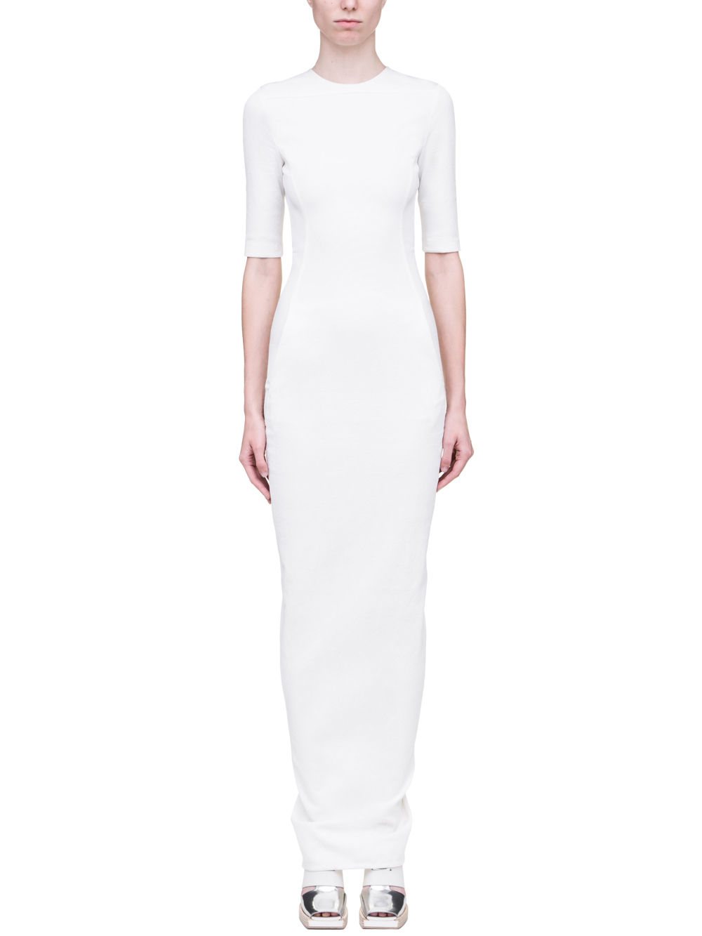 RICK OWENS SS19 BABEL OFFICE GOWN IN MILK WHITE
