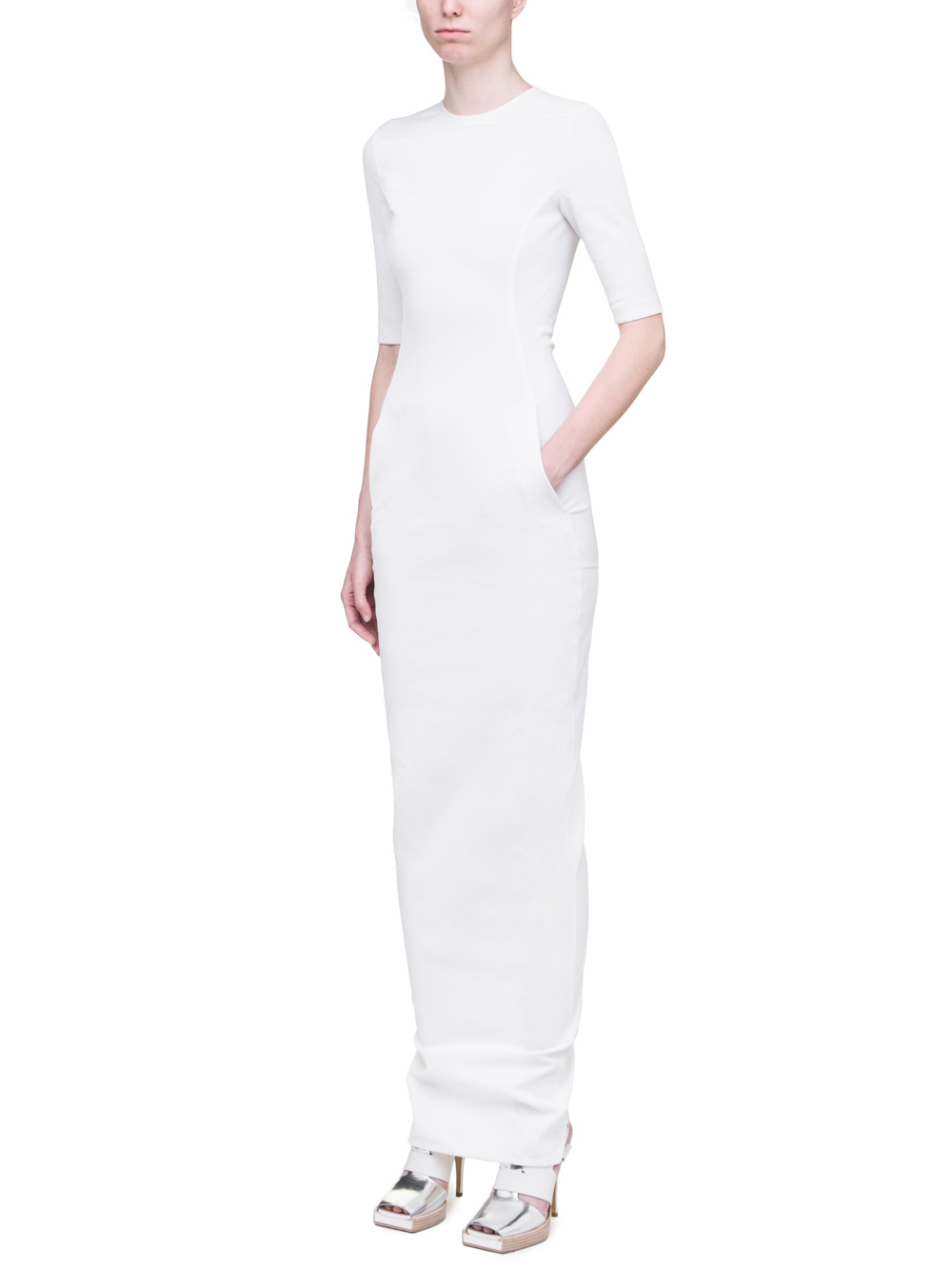 RICK OWENS SS19 BABEL OFFICE GOWN IN MILK WHITE