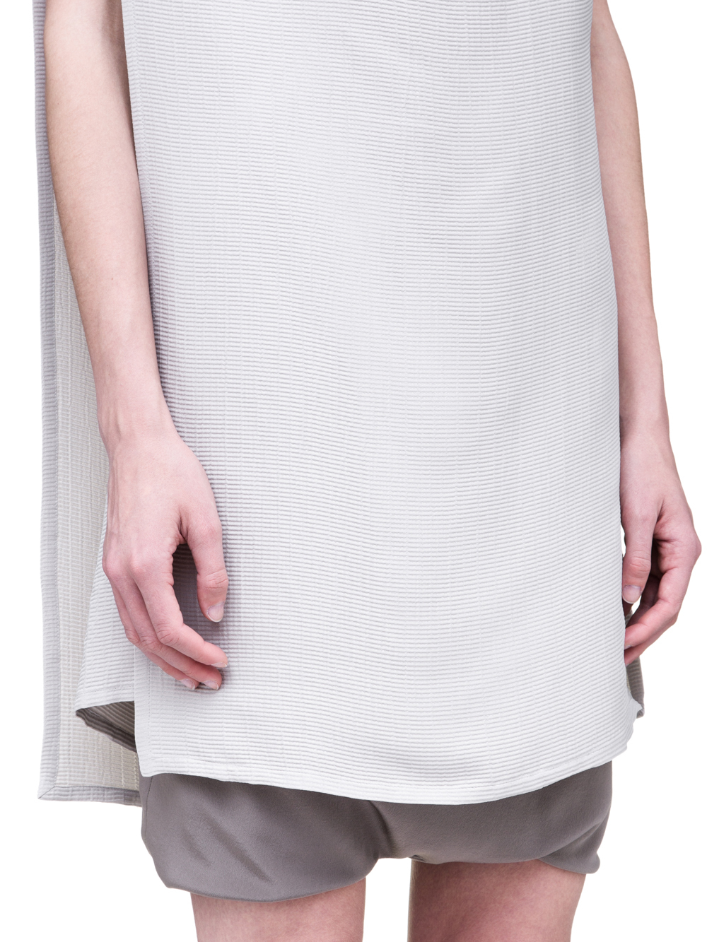 RICK OWENS SS19 BABEL TOGA TOP IN OYSTER LIGHT GREY SILK