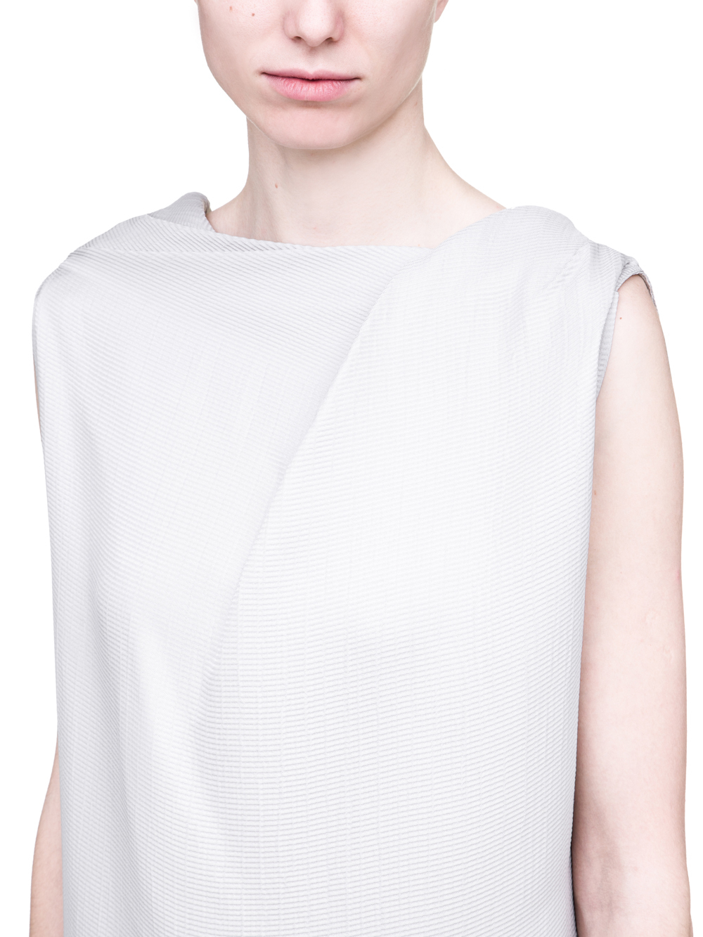 RICK OWENS SS19 BABEL TOGA TOP IN OYSTER LIGHT GREY SILK