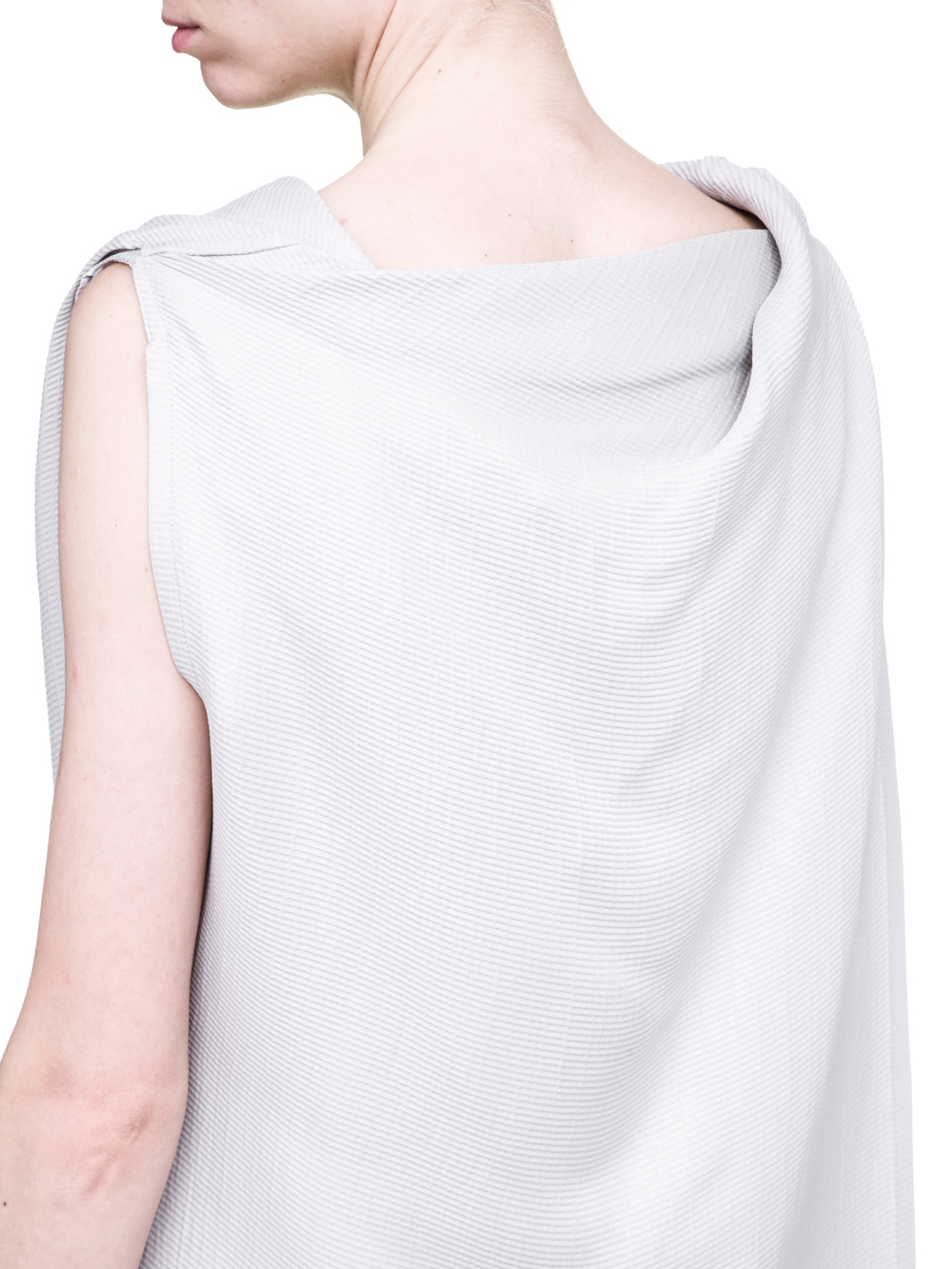RICK OWENS SS19 BABEL TOGA TOP IN OYSTER LIGHT GREY SILK
