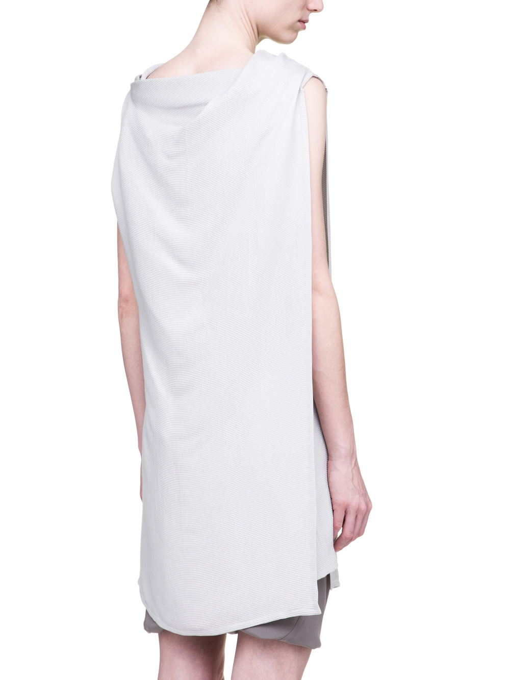 RICK OWENS SS19 BABEL TOGA TOP IN OYSTER LIGHT GREY SILK