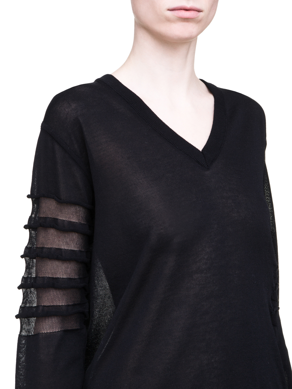 RICK OWENS SS19 BABEL SOFT V NECK SWEATSHIRT IN BLACK LIGHT COTTON