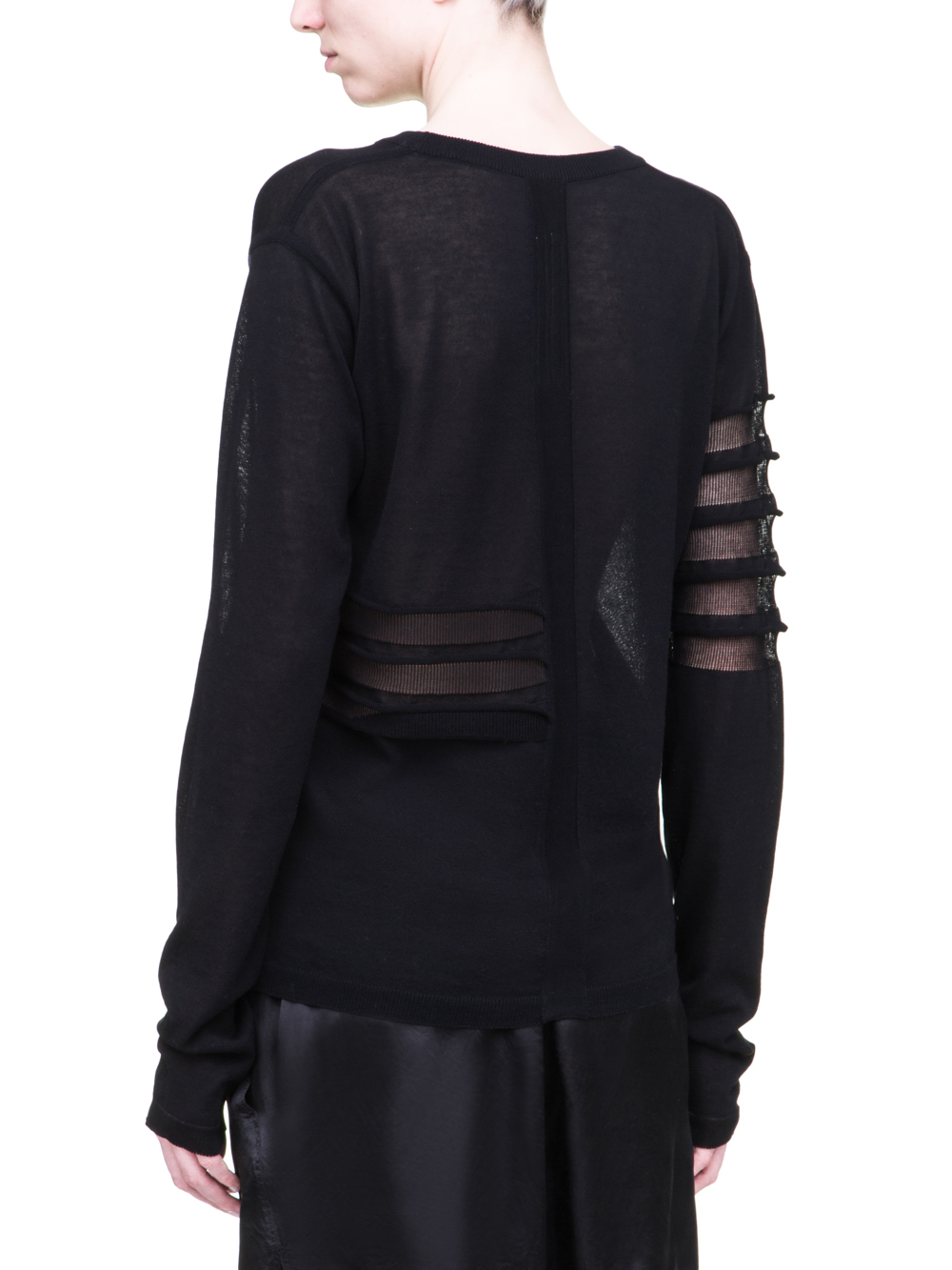 RICK OWENS SS19 BABEL SOFT V NECK SWEATSHIRT IN BLACK LIGHT COTTON