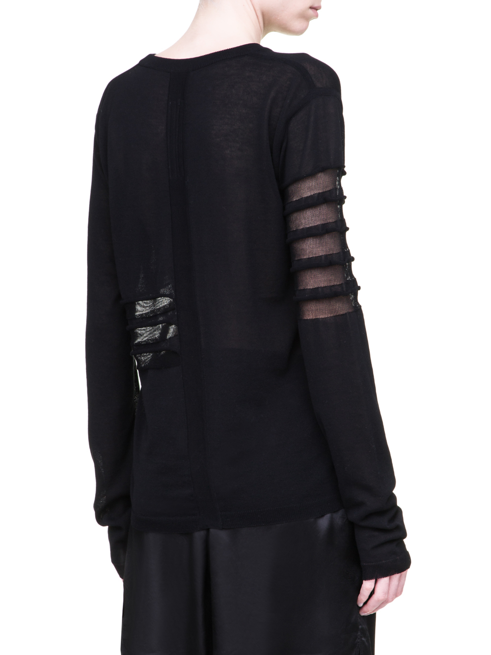 RICK OWENS SS19 BABEL SOFT V NECK SWEATSHIRT IN BLACK LIGHT COTTON