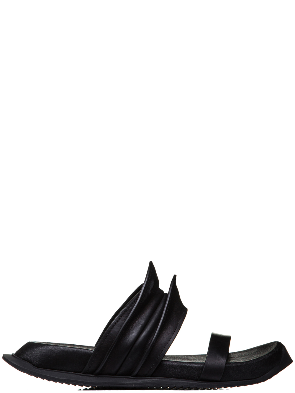 RICK OWENS SS19 BABEL RHINO FLAT SANDALS IN BLACK LEATHER