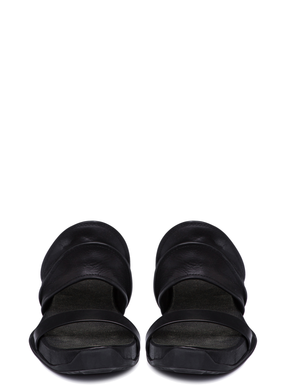RICK OWENS SS19 BABEL RHINO FLAT SANDALS IN BLACK LEATHER