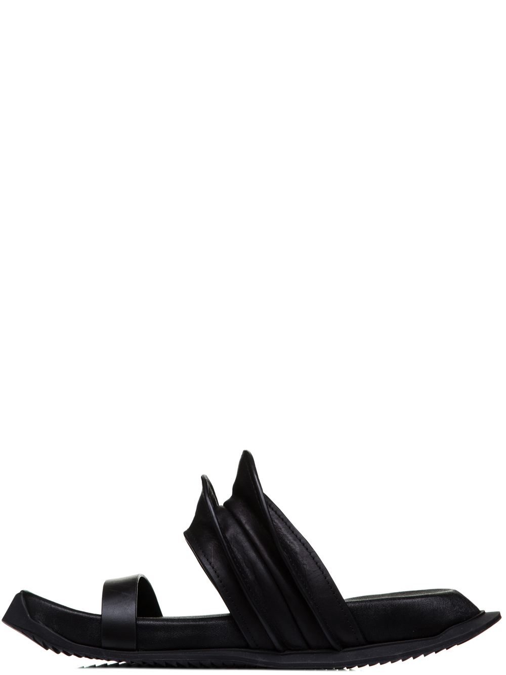 RICK OWENS SS19 BABEL RHINO FLAT SANDALS IN BLACK LEATHER