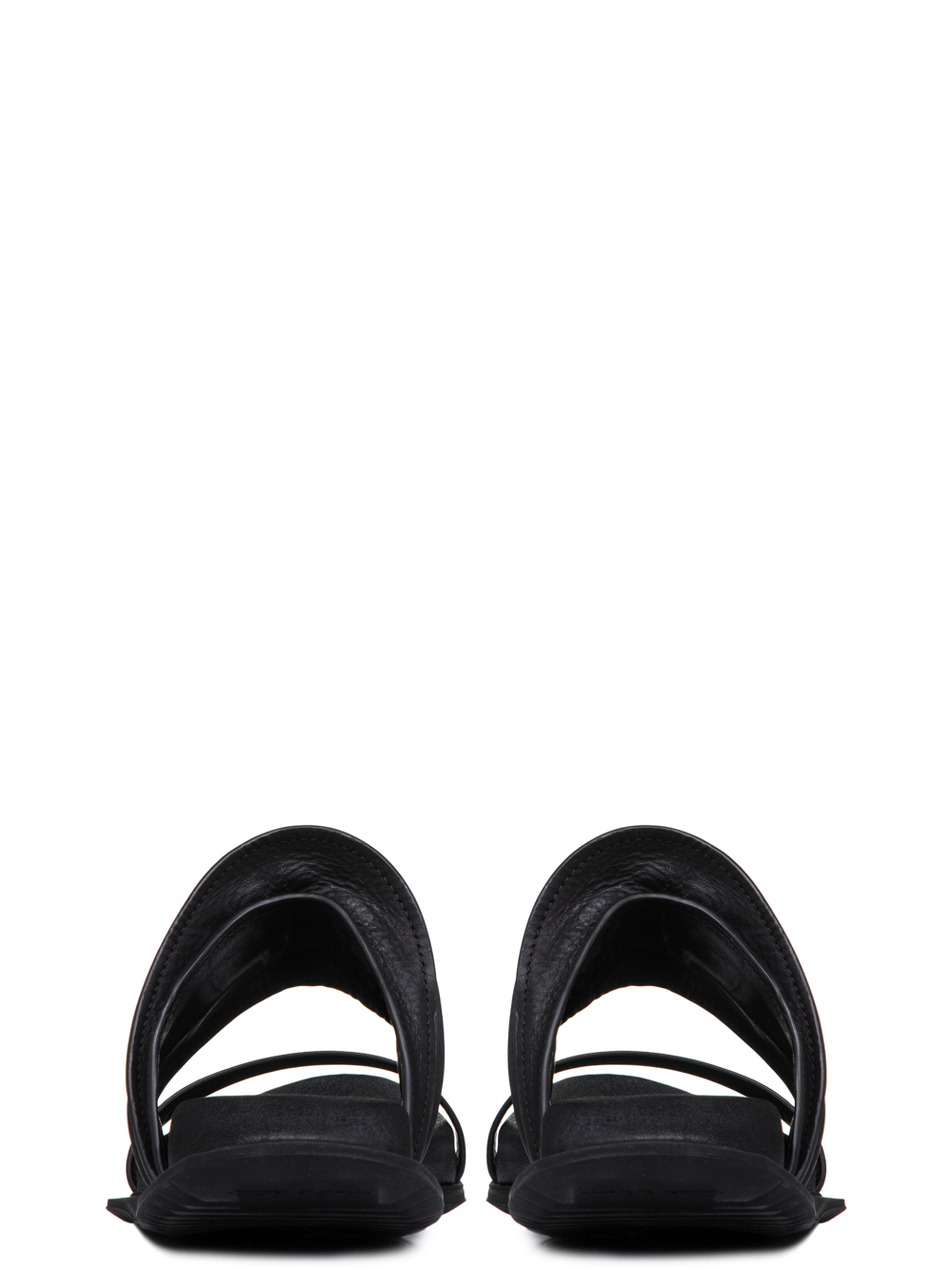RICK OWENS SS19 BABEL RHINO FLAT SANDALS IN BLACK LEATHER