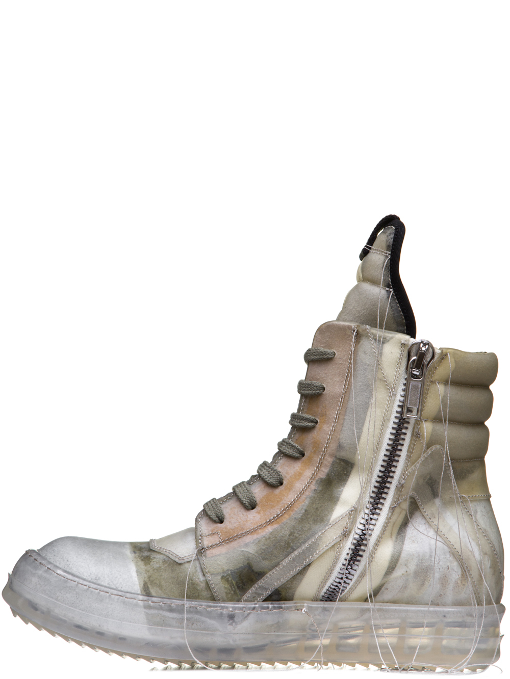 RICK OWENS SS19 BABEL GEOBASKETS IN NATURAL TRANSPARENT CALF LEATHER