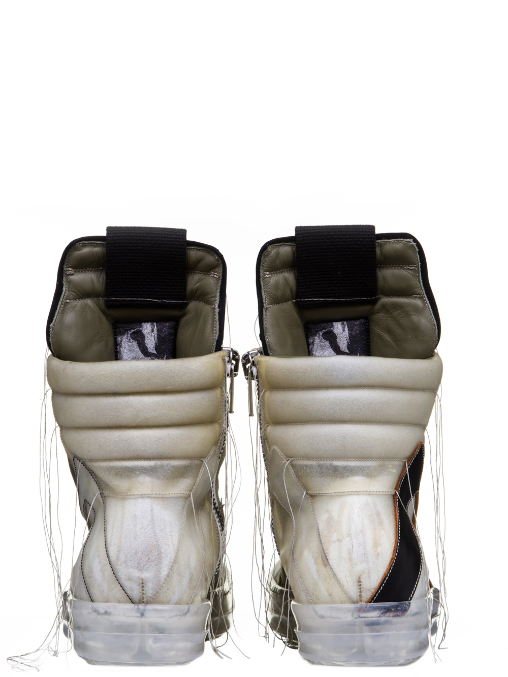 RICK OWENS SS19 BABEL GEOBASKETS IN NATURAL TRANSPARENT CALF LEATHER