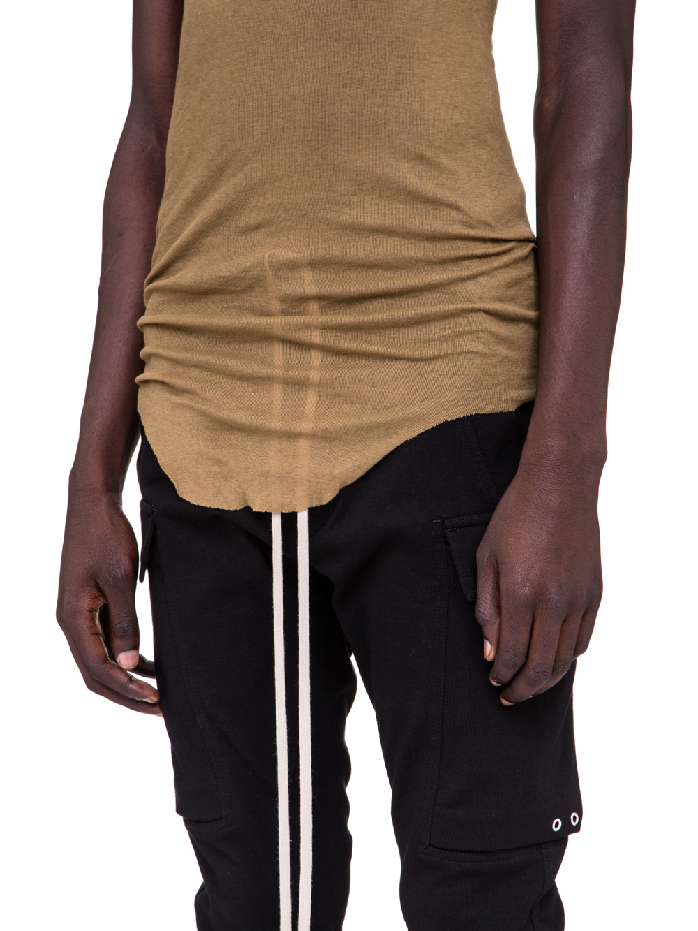 RICK OWENS SS19 BABEL BASIC RIB TANK IN MUSTARD GREEN