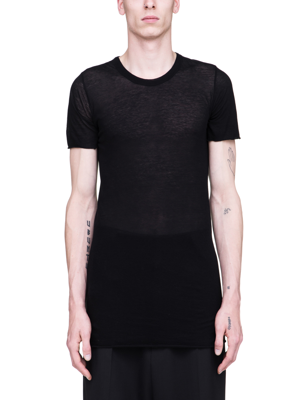 RICK OWENS SS19 BABEL BASIC SHORTSLEEVE TEE IN BLACK UNSTABLE COTTON