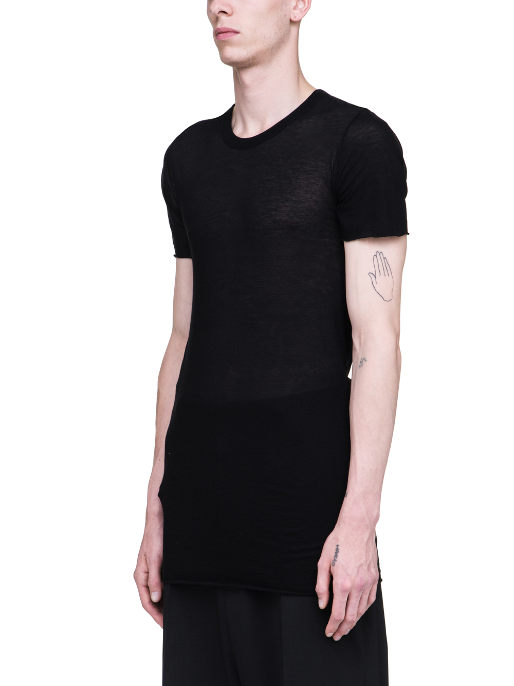 RICK OWENS SS19 BABEL BASIC SHORTSLEEVE TEE IN BLACK UNSTABLE COTTON