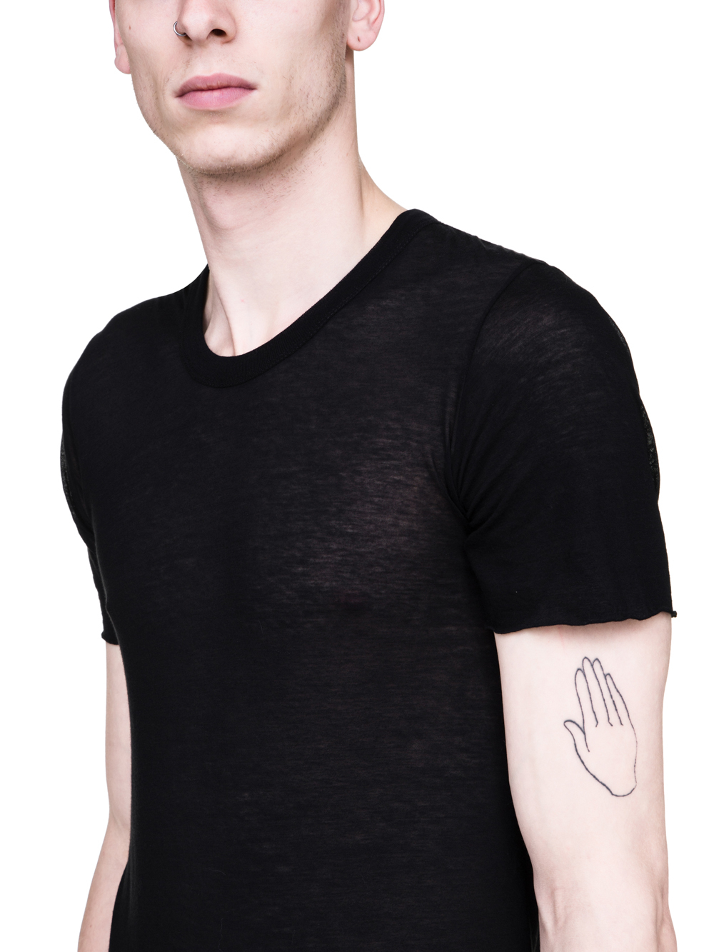 RICK OWENS SS19 BABEL BASIC SHORTSLEEVE TEE IN BLACK UNSTABLE COTTON