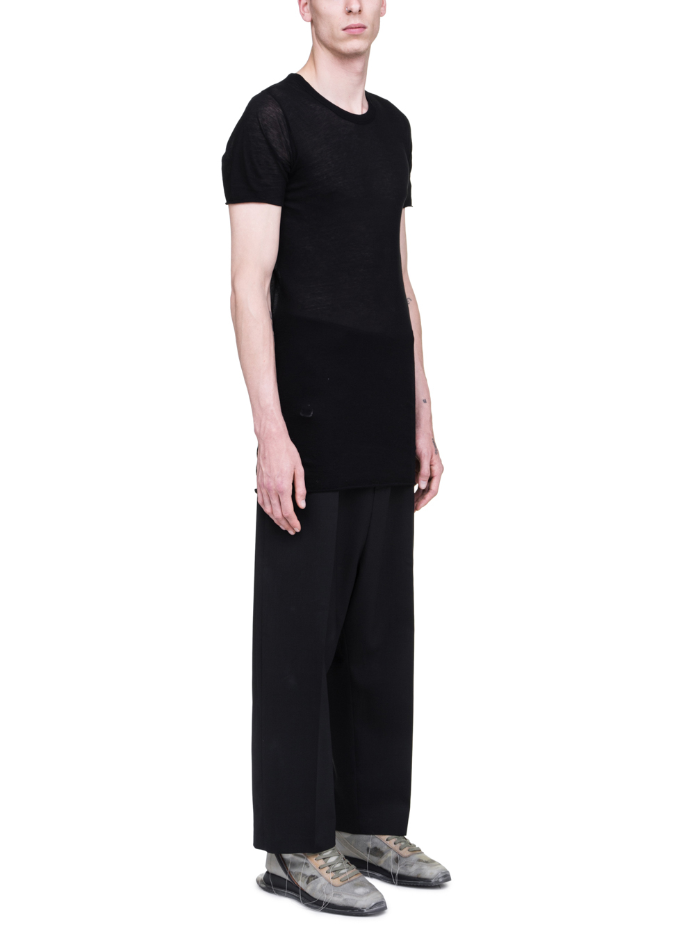 RICK OWENS SS19 BABEL BASIC SHORTSLEEVE TEE IN BLACK UNSTABLE COTTON