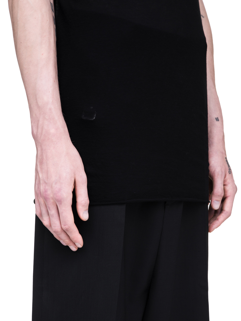 RICK OWENS SS19 BABEL BASIC SHORTSLEEVE TEE IN BLACK UNSTABLE COTTON