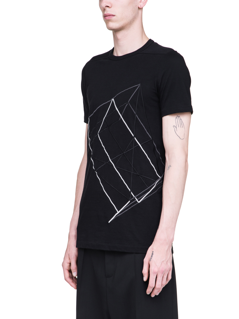 RICK OWENS SS19 BABEL LEVEL TEE IN BLACK COTTON