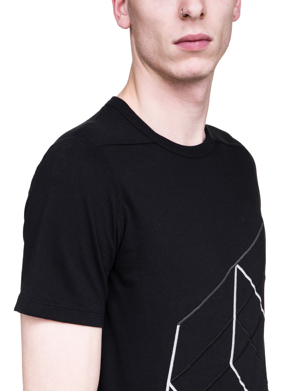 RICK OWENS SS19 BABEL LEVEL TEE IN BLACK COTTON