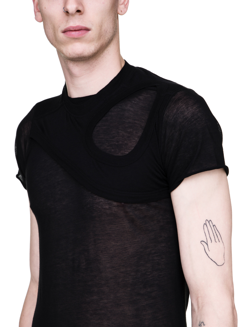 RICK OWENS SS19 BABEL LEVEL SHORTSLEEVE TEE WITH MEMBRANE