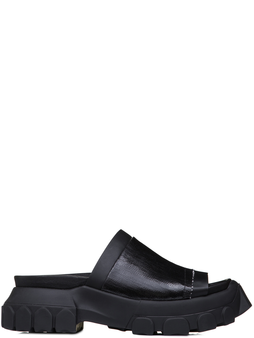 RICK OWENS SS19 BABEL TRACTOR SLIDES IN BLACK