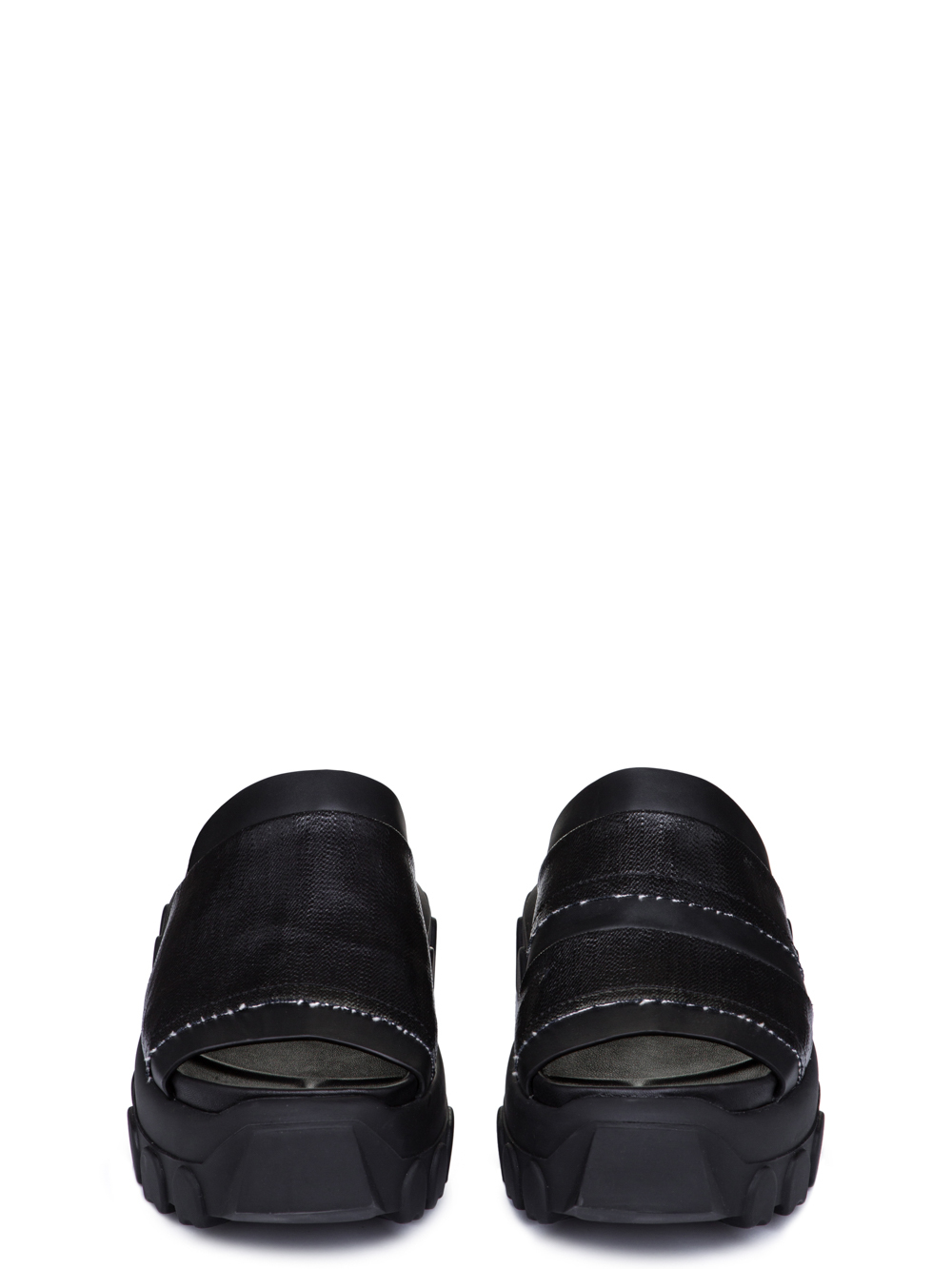 RICK OWENS SS19 BABEL TRACTOR SLIDES IN BLACK