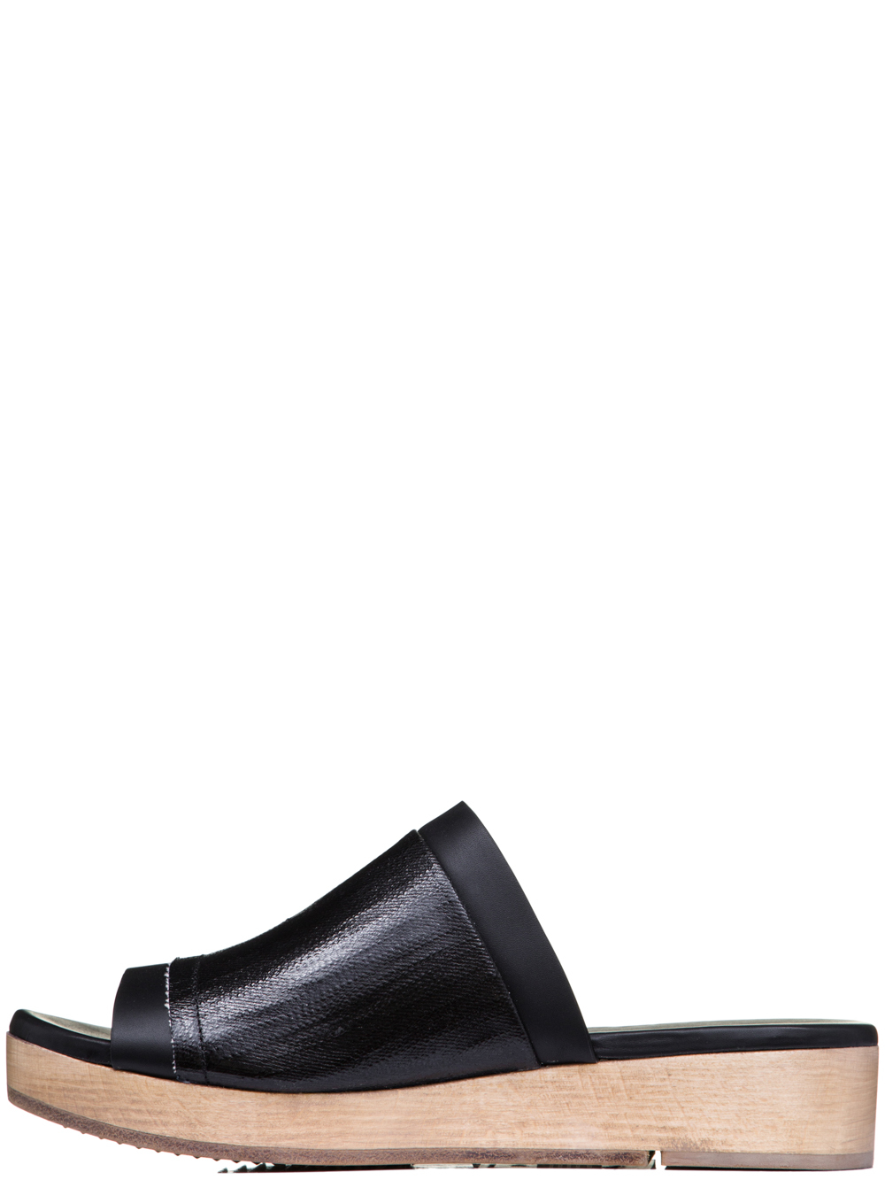RICK OWENS SS19 BABEL ISLAND CLOG COMBOS IN BLACK LEATHER WOOD COLOR SOLES