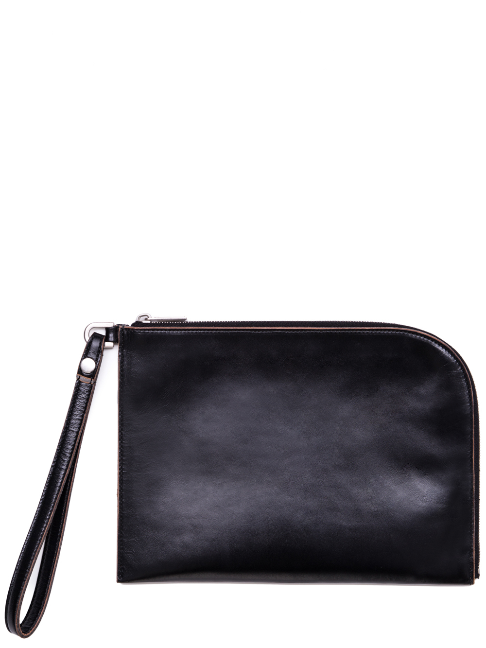 RICK OWENS SS19 BABEL TRAVEL POUCH IN BLACK LEATHER IS RECTANGULAR