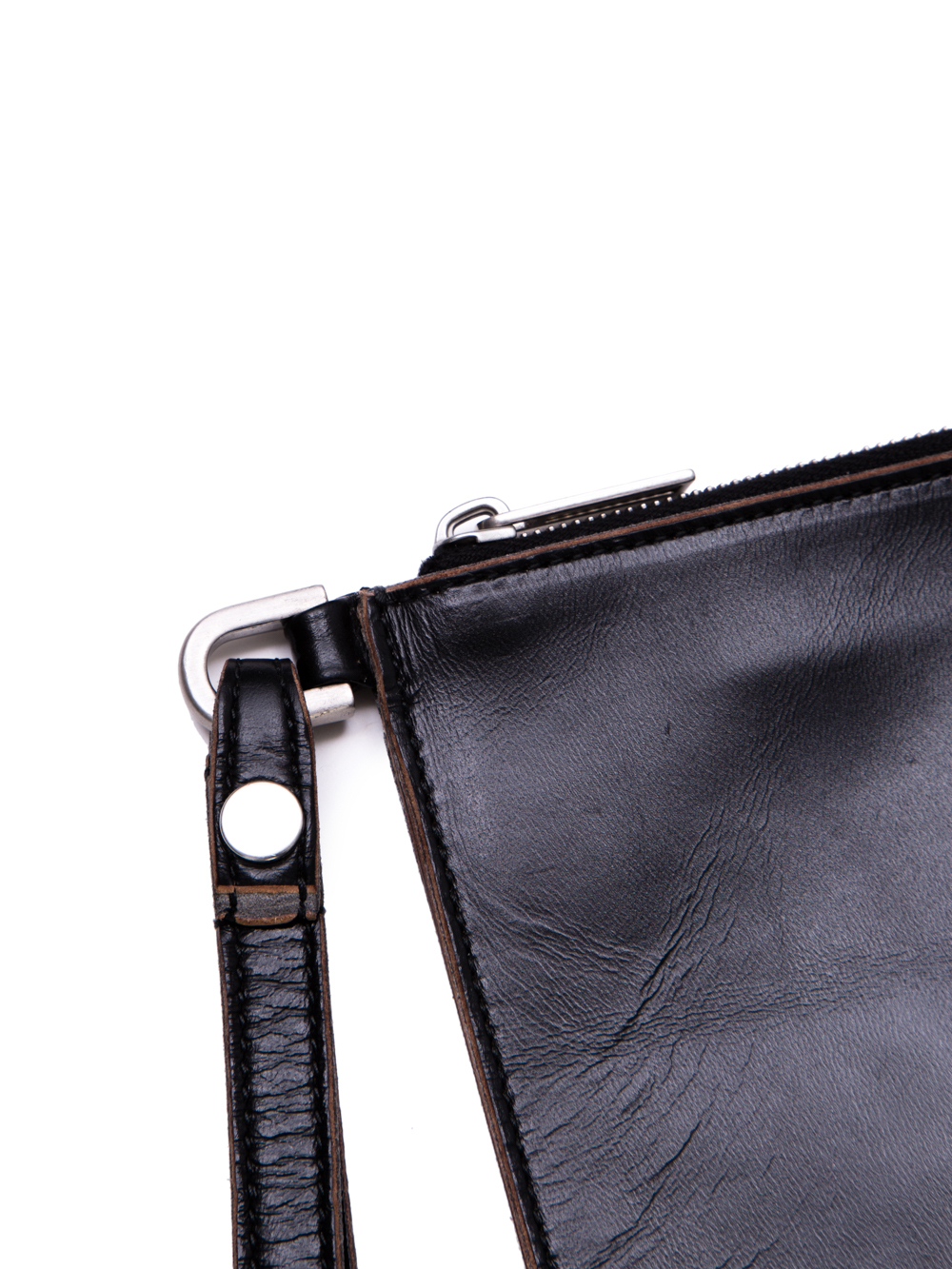 RICK OWENS SS19 BABEL TRAVEL POUCH IN BLACK LEATHER IS RECTANGULAR