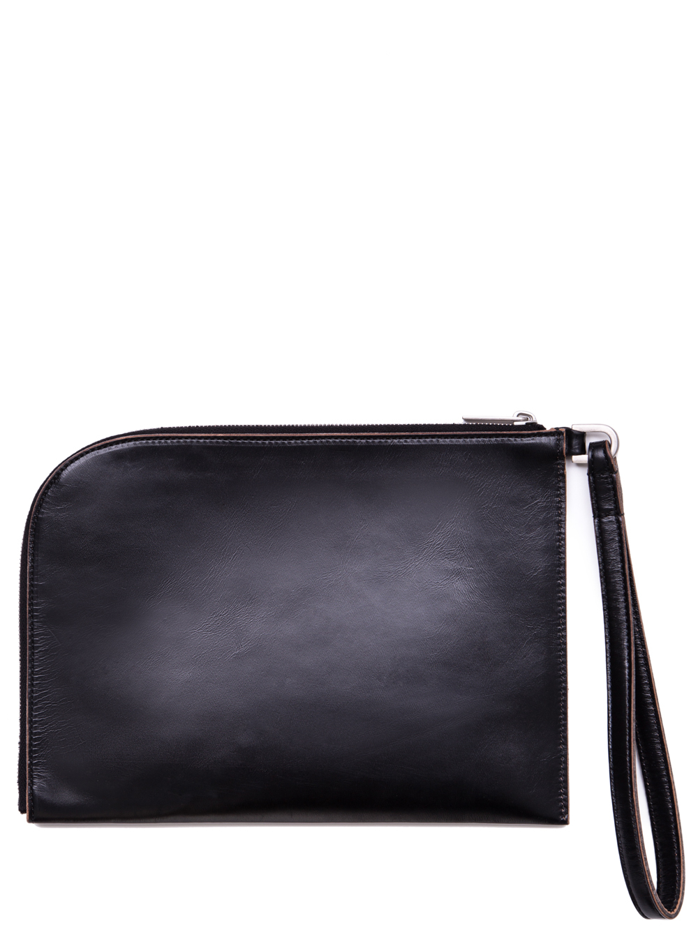 RICK OWENS SS19 BABEL TRAVEL POUCH IN BLACK LEATHER IS RECTANGULAR
