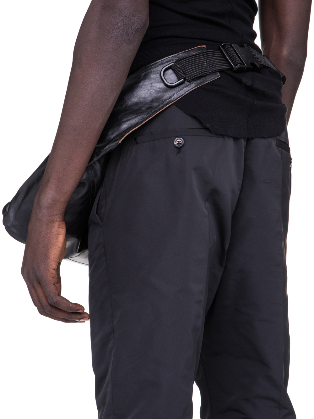 RICK OWENS SS19 BABEL FANNYPACK IN BLACK LEATHER