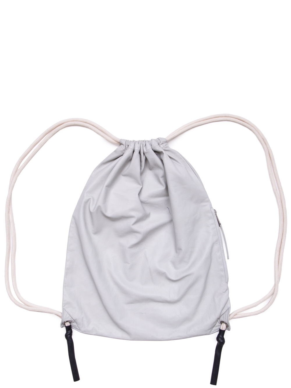 RICK OWENS SS19 BABEL DRAWSTRING BACKPACK IN OYSTER LIGHT GREY BABY CALF LEATHER