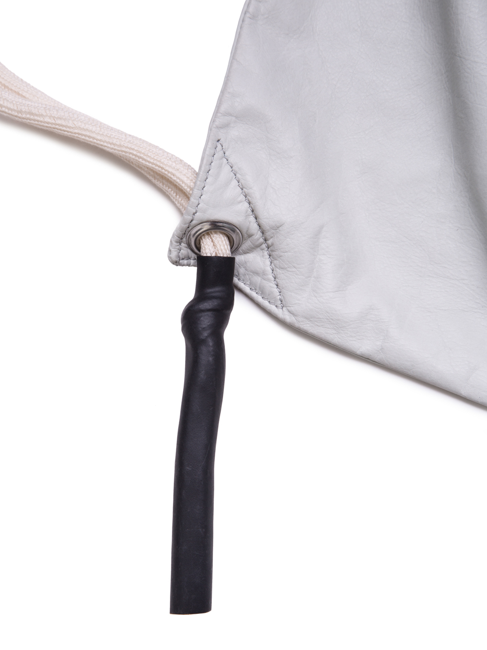 RICK OWENS SS19 BABEL DRAWSTRING BACKPACK IN OYSTER LIGHT GREY BABY CALF LEATHER