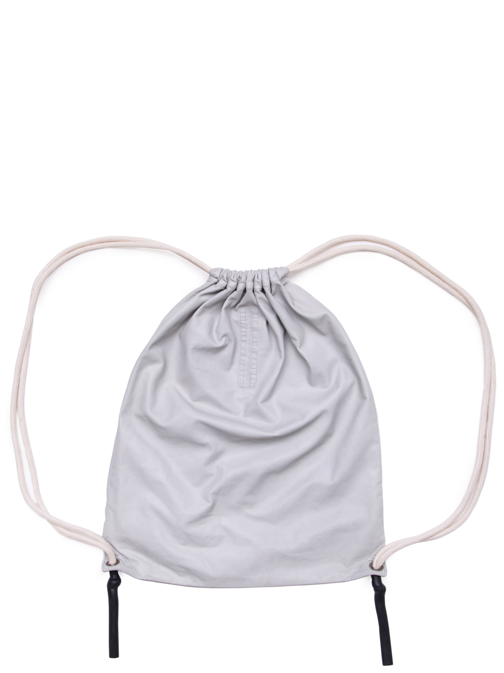 RICK OWENS SS19 BABEL DRAWSTRING BACKPACK IN OYSTER LIGHT GREY BABY CALF LEATHER
