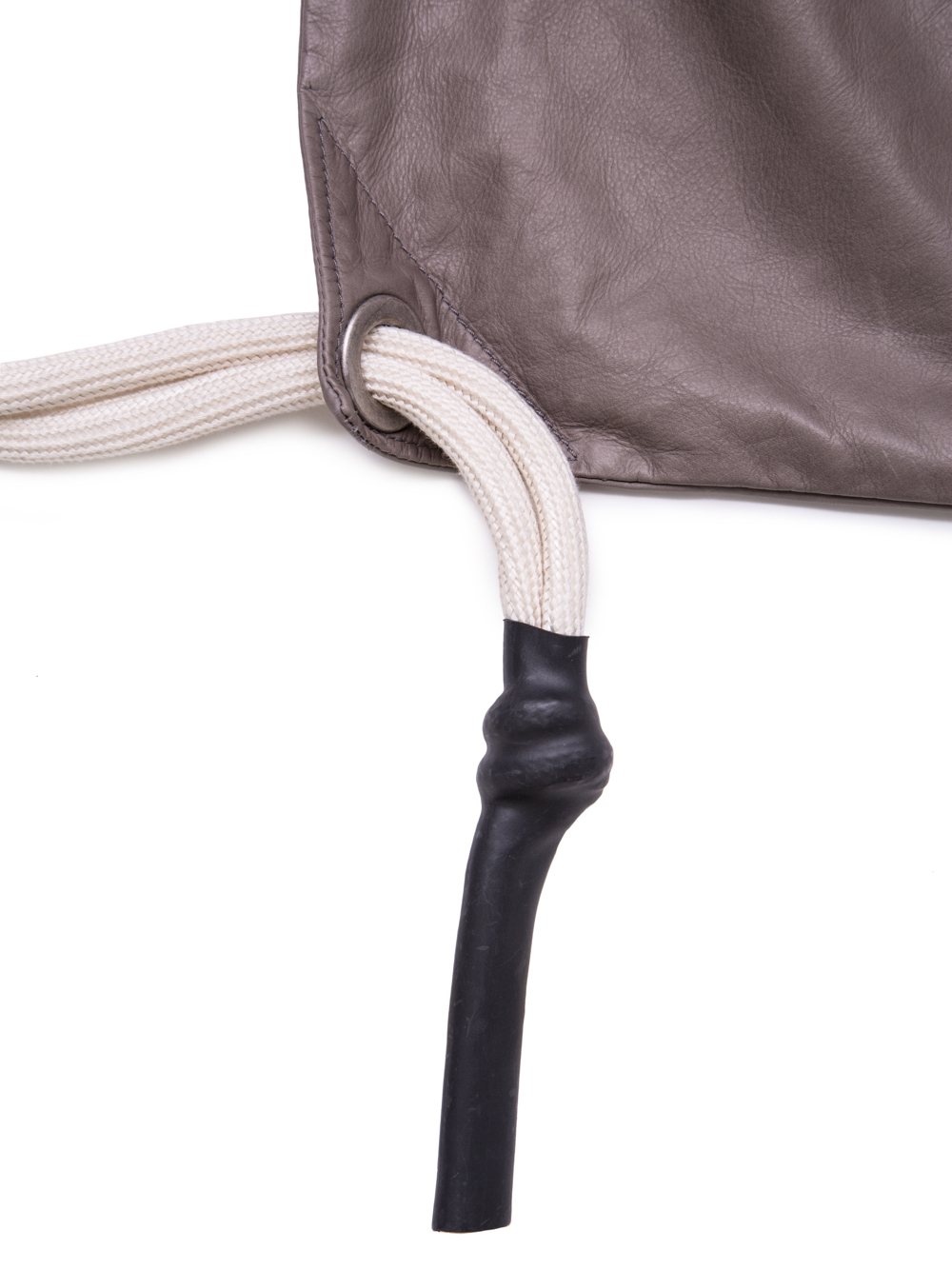RICK OWENS SS19 BABEL LARGE DRAWSTRING BACKPACK IN DUST GREY BABY CALF LEATHER