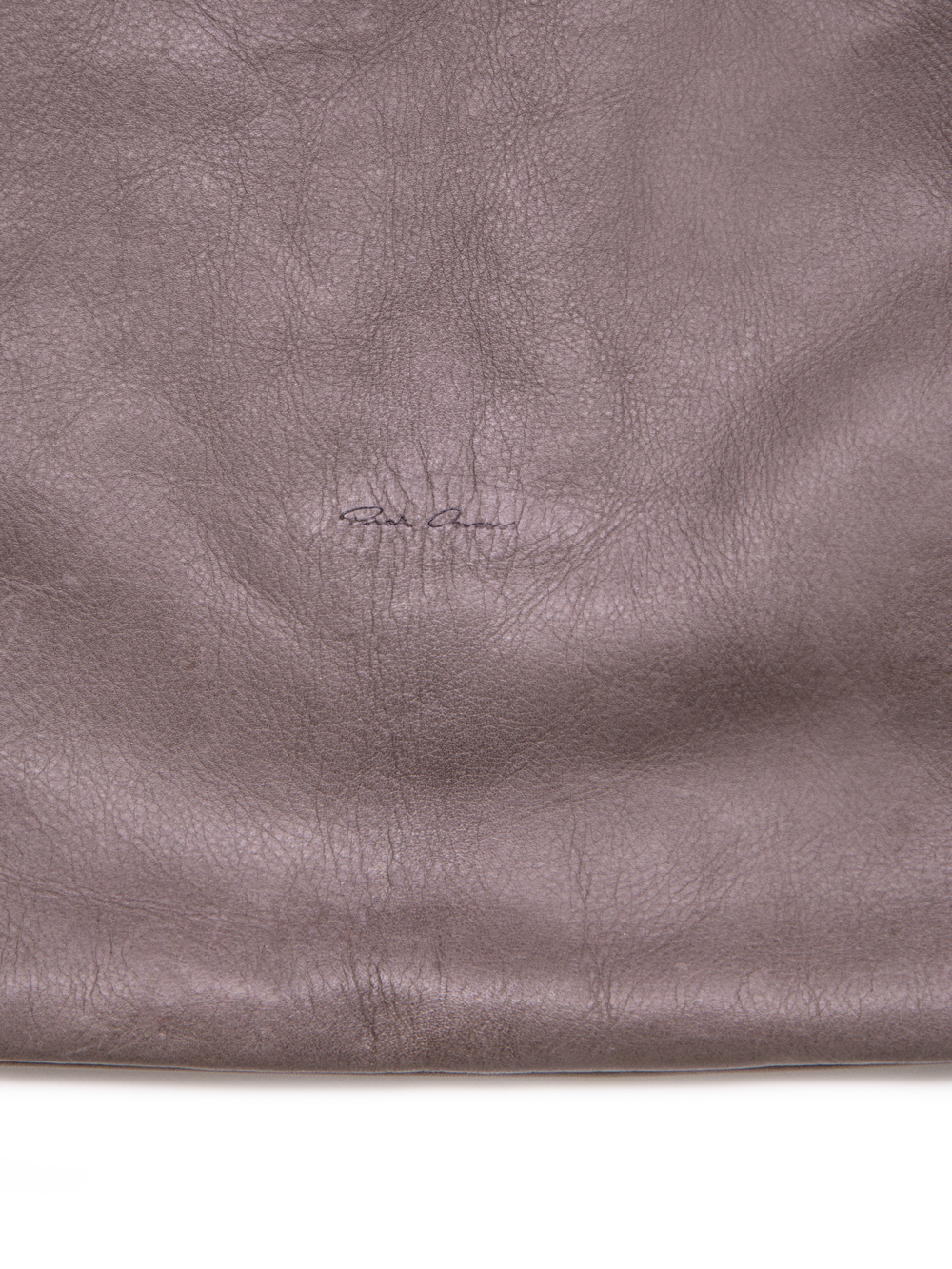 RICK OWENS SS19 BABEL LARGE DRAWSTRING BACKPACK IN DUST GREY BABY CALF LEATHER