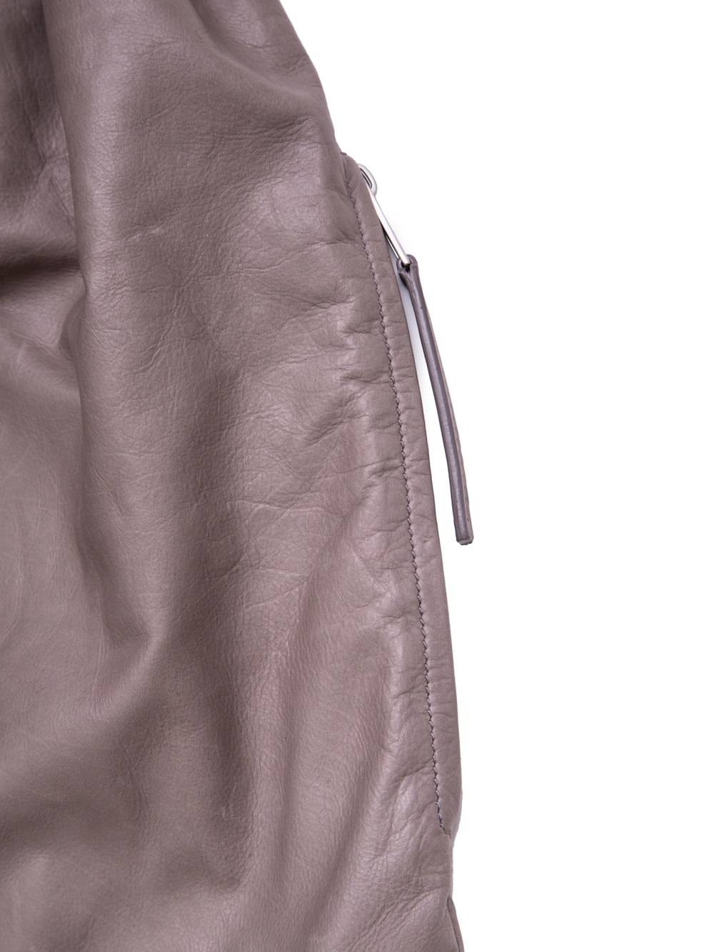 RICK OWENS SS19 BABEL LARGE DRAWSTRING BACKPACK IN DUST GREY BABY CALF LEATHER