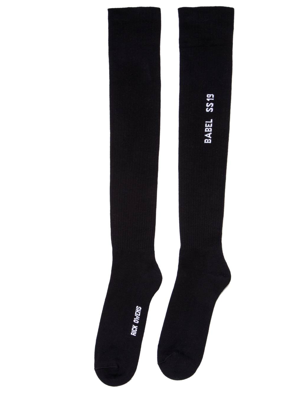 RICK OWENS SS19 BABEL KNEE HIGH SOCKS IN BLACK COTTON