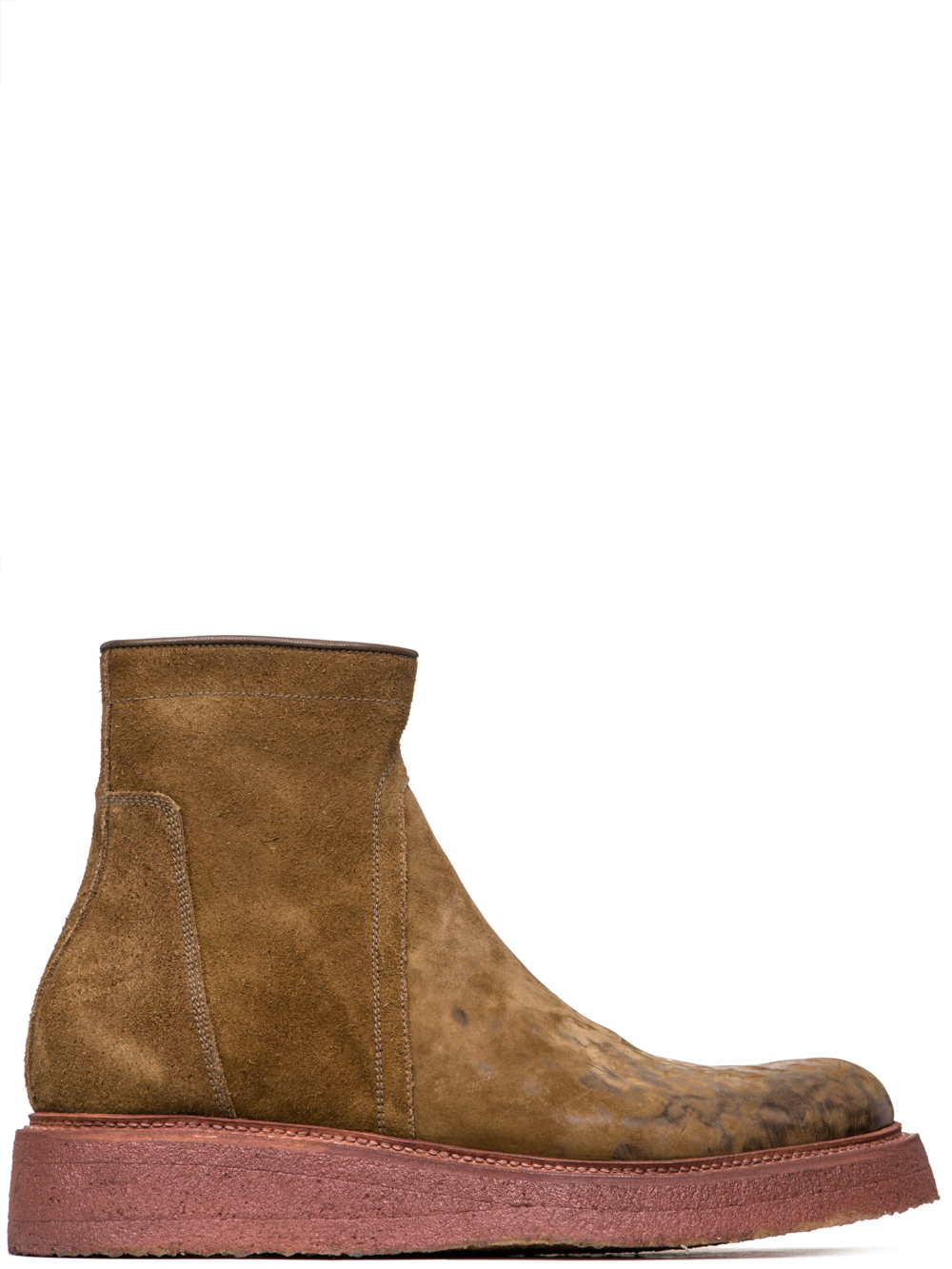 RICK OWENS SS19 BABEL CREEPER SLIM PARASOLE IN MUSTARD GREEN HORSE LEATHER