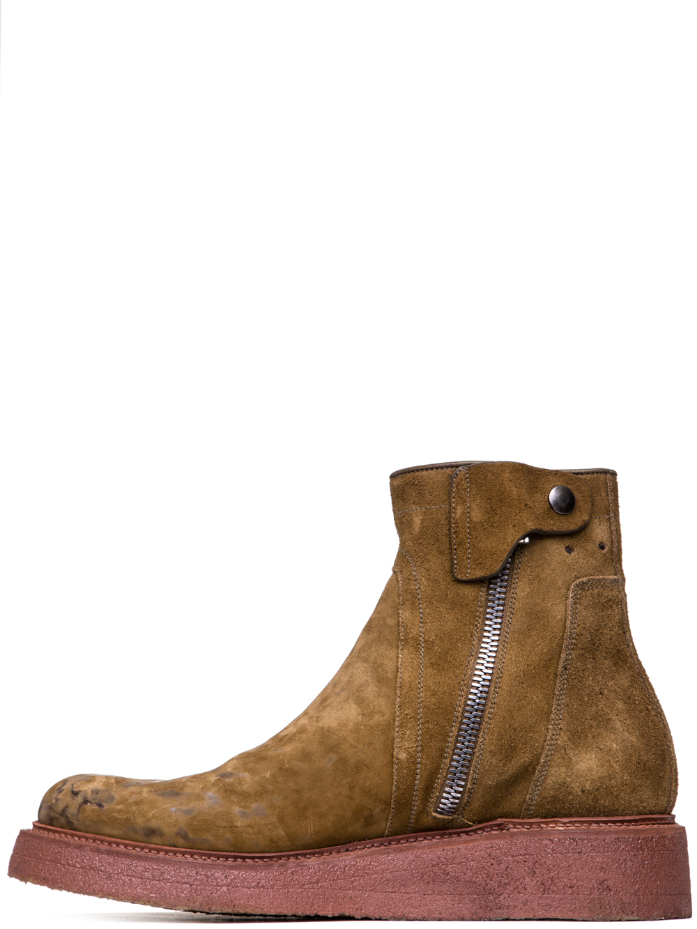 RICK OWENS SS19 BABEL CREEPER SLIM PARASOLE IN MUSTARD GREEN HORSE LEATHER